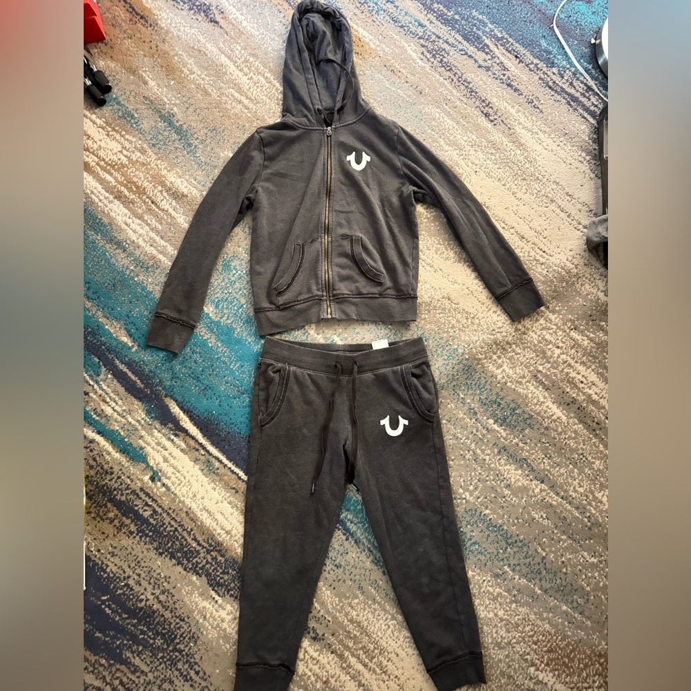 True Religion Kids Charcoal Sweatpants & Hoodie Set